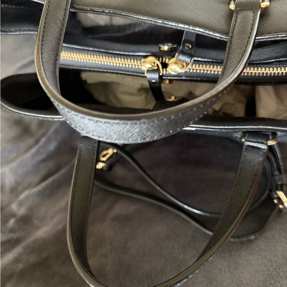 Kate Spade Black Leather Top handle tote /  crossbody - Laurel Way Evangeline - Picture 5 of 9
